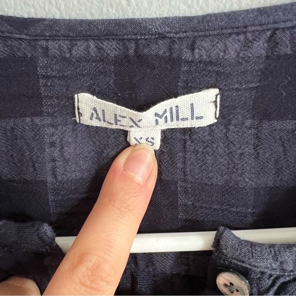 Alex Mill Navy Checkered Blouse - Picture 3 of 7